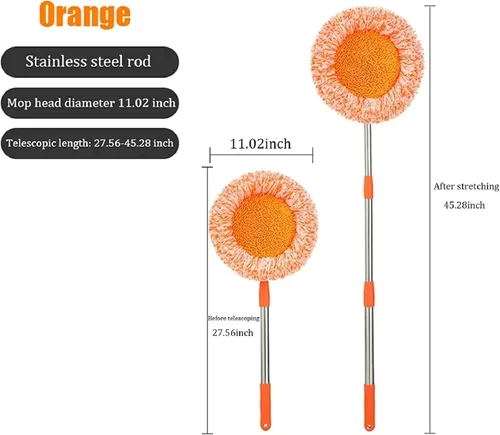 Vista 2 de Trapeador de limpieza ajustable giratorio de 360° – Nueva fregona extensible de limpieza de pared, trapeador giratorio de microfibra de mango largo