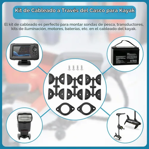 Vista 5 de Kit de cableado a través del casco para kayaks, compatible con cápsulas