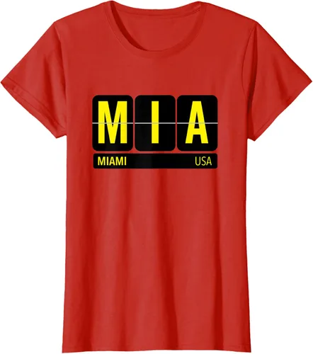 Vista 16 de MIA Miami Florida USA Travel Souvenir Yellow Text Camiseta, Blanco