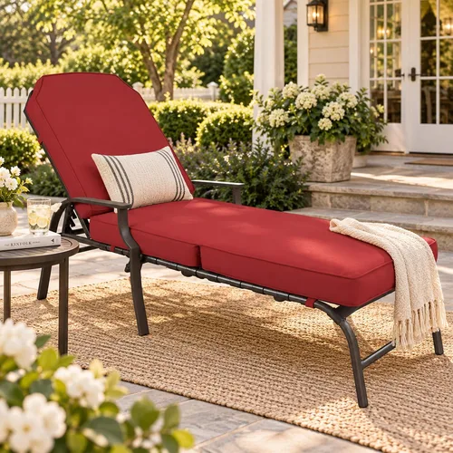 Vista 10 de Kozyard Maya Chaise Lounge - Silla reclinable para patio al aire libre Canela