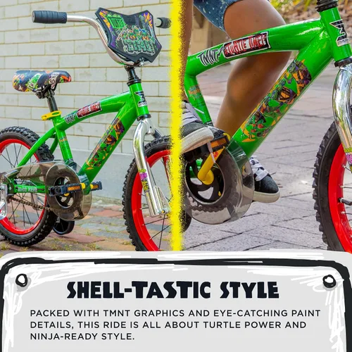 Vista 7 de Dynacraft Teenage Mutant Ninja Turtles Bicicleta para Niños Varones de 5 a 7 años – Bicicleta para niños principiantes con ruedas de entrenamiento