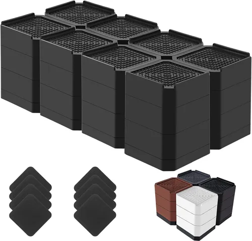 Vista 28 de Elevadores de cama resistentes, bloques elevadores de muebles ajustables de 1.5, 3, 4.3 pulgadas para patas de sofá, mesa, escritorio, refrigerador