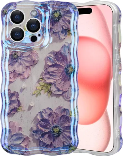 Vista 20 de IDweel Funda para iPhone 11, Lujosa Pintura al Óleo Retro Colorida con Patrón de Flores Brillantes Impresas, Lindo Borde Ondulado Rizado, Exquisita