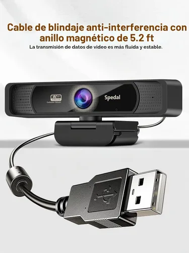 Vista 8 de Spedal Cámara web 4K con trípode, cámara web USB gran angular de 120°