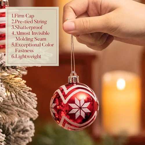 Vista 6 de Valery Madelyn Juego de adornos de Navidad de 24 quilates para decoración Redwhite