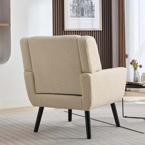 Vista 8 de Dolonm Midcentury - Silla moderna de peluche con brazos, silla lateral de lectura tapizada con respaldo copetudo, silla decorativa con respaldo