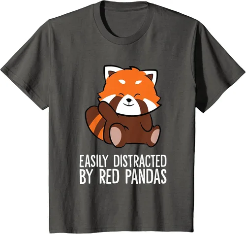 Vista 21 de Red Panda Love Easily Distracted By Red Pandas T-Shirt Asphalt Grey