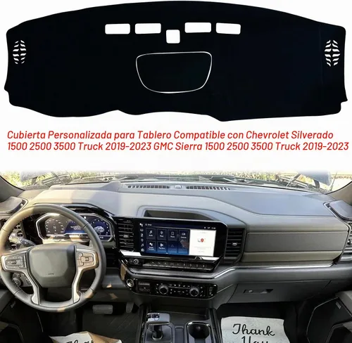 Vista 3 de Funda para salpicadero personalizada para consola central interior compatible con Chevrolet Silverado/GMC Sierra 1500 2500 3500 camiones 2019-2023