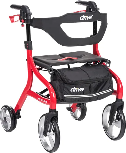 Vista 14 de Drive Medical Nitro Sprint - Andador plegable con asiento, ligero, para estatura estándar, con ruedas grandes, plegable, color negro