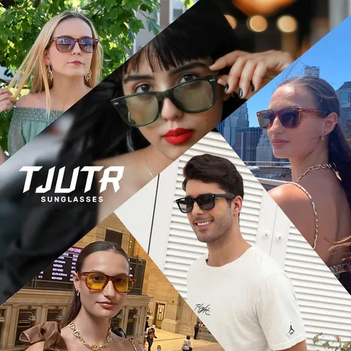 Vista 5 de TJUTR Lentes de sol fotocromáticos para hombres y mujeres lentes de policarbonato y revestimiento AR lentes de bloqueo de luz azul de transición