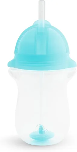 Vista 4 de Munchkin Vasos de pajita con peso para niños pequeños con tapa de clic, 10 onzas, paquete de 2, azul/verde