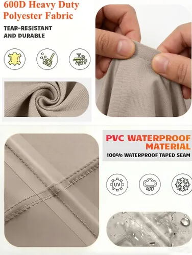 Vista 4 de Funda impermeable 600D para sofá biplaza de patio al aire libre, resistente a los rayos UV, fundas para muebles de patio, 2 plazas, 52 pulgadas