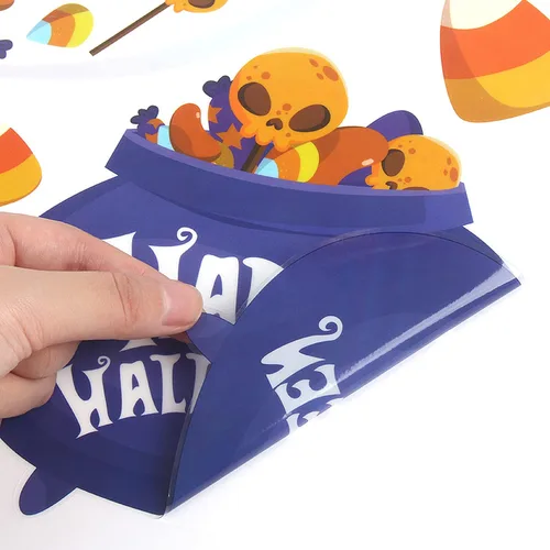 Vista 4 de LOKIPA Adhesivos para ventana de Halloween, 8 hojas de calcomanías de Halloween para ventana de vidrio