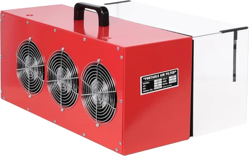 Vista 6 de LuckyNote Colector de polvo portátil de mesa, flujo de aire máximo de 725 CFM; cada ventilador funciona con un motor de velocidad variable de 110 V