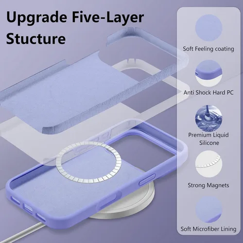 Vista 22 de Funda magnética de silicona para iPhone 13 Pro, color blanco antiguo [Compatible con Magsafe] [Forro de microfibra suave antiarañazos], funda