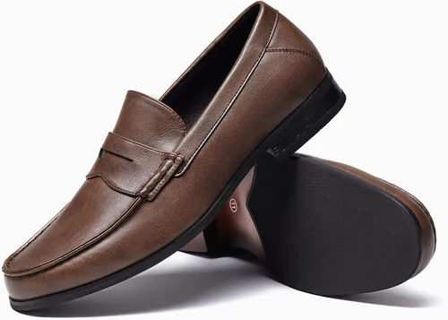 Vista 4 de Coutgo Mocasines Penny para hombre, zapatos de vestir, informales, para conducir, oficina, zapatos planos ligeros