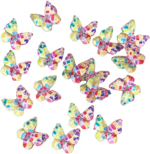 Vista 21 de Diamantes de imitación de mariposa con parte trasera plana, 80 unidades de 0.394 pulgadas, dijes de mariposa de resina para uñas, adornos, álbumes