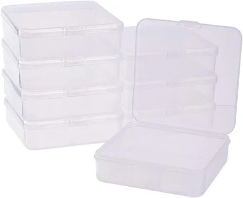 Vista 10 de BENECREAT Paquete de 24 contenedores cuadrados de plástico transparente de 1.38 x 1.38 x 0.7 pulgadas, con tapa para artículos, tapones