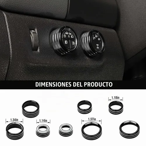 Vista 3 de Jimen Compatible con Chevrolet Colorado/GMC Canyon 2014-2022, 8 piezas de botón de CA de volumen de audio de consola central, intermitente e Negro