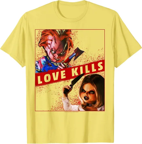 Vista 50 de Child's Play Chucky and Tiffany Love Kills T-Shirt Asphalt Grey