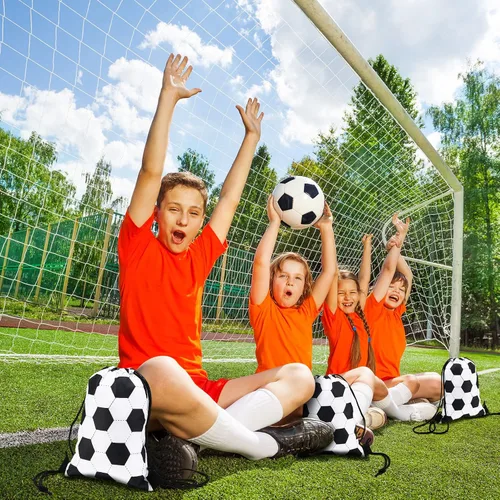 Vista 6 de Shappy 24 bolsas deportivas pequeñas con cordón, bolsa de caramelos, bolsas de regalo para fiestas deportivas (fútbol, 6.9 x 9.8 pulgadas)