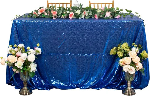 Vista 50 de ShiDianYi Mantel redondo de lentejuelas azul bebé de 72 pulgadas, mantel de lentejuelas con purpurina para pastel de postre con purpurina, mantel
