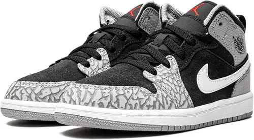 Vista 2 de Jordan Preescolar 1 Mid DM6215 016 Estampado de Elefante - Talla 3Y, Crimson BlissRush Naranja