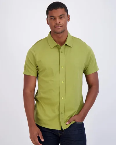 Vista 2 de Real Essentials Paquete de 3 camisa casual de manga corta con botones para hombre (disponible en tallas grandes y altas)