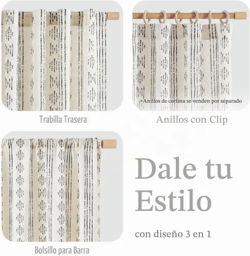 Vista 8 de jinchan Cortinas bohemias a rayas para sala de estar, cortinas de lino estilo granja de 63 pulgadas de largo, 2 paneles para dormitorio, mudcloth