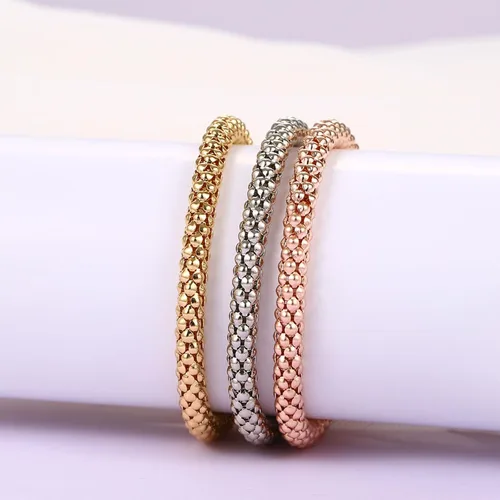 Vista 4 de Stretch Bracelets for Women GoldSilverRose Gold Elastic Bracelet Set for Women 3 PCS Stackable Bracelets Multilayer Charm Bracelet Valentines Day