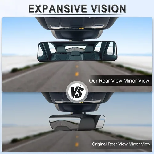 Vista 7 de LivTee Espejo retrovisor antirreflejo, universal de 11,3 pulgadas (287 mm), espejo retrovisor panorámico gran angular convexo, clip en el original