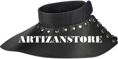 Vista 4 de ARTIZANSTORE Gorget medieval con cuello Armadura Look Elegante Cuello Armadura de cuero