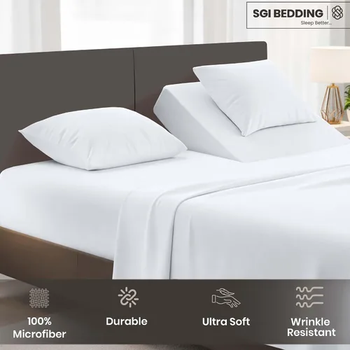 Vista 6 de SGI bedding Juego de sábanas de microfibra ajustable de 28 pulgadas con parte superior flexible de cabeza dividida, ultra suave, refrescante