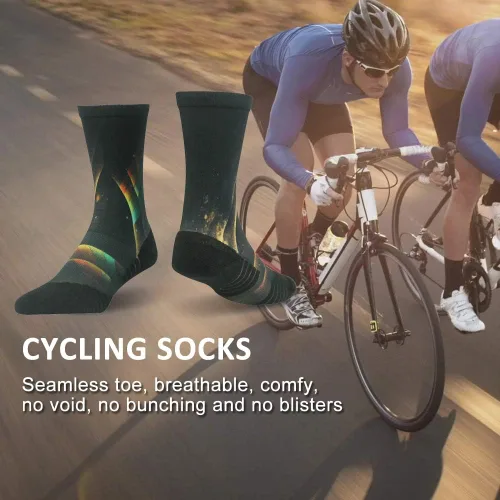 Vista 4 de HUSO Calcetines de ciclismo para hombres y mujeres, calcetines novedosos para ciclismo, divertidos, correr, baloncesto, atletismo, calcetines de 3
