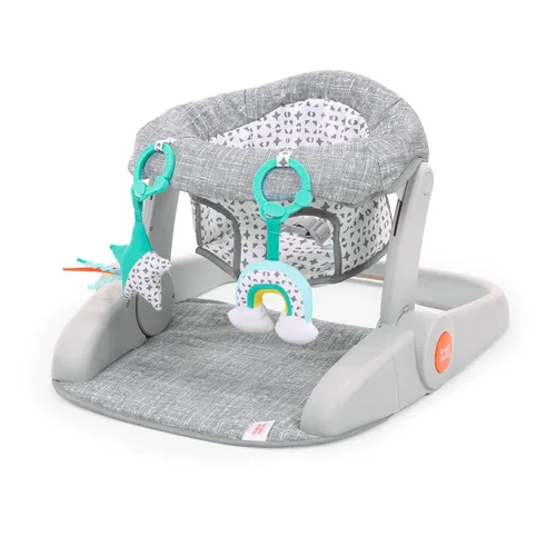 Vista 10 de Bright Starts - Asiento de piso de 2 posiciones para aprender a sentarse (gris jaspeado), sienta a tu bebé en esta silla ajustable para actividades