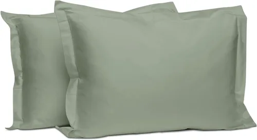 Vista 121 de Juego de 2 fundas de almohada de 100 % algodón puro, tamaño King, color plateado, lujosas fundas de almohada de algodón de fibra larga de 400 hilos