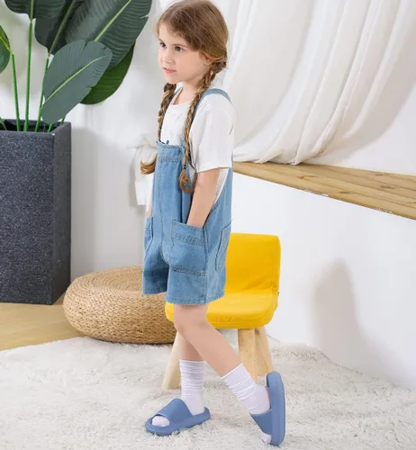 Vista 7 de FJPTREN Zapatos de nube para niños y niñas, sandalias acolchadas antideslizantes, zapatos de ducha ligeros, plataforma para niños, suela gruesa