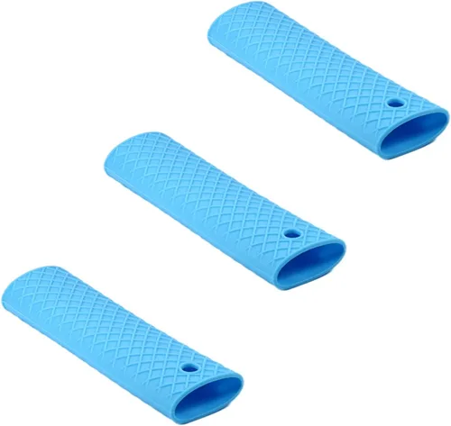 Vista 14 de MroMax Soporte de silicona con asa caliente de 6.1 pulgadas, agarradera antideslizante resistente al calor, para ollas de hierro fundido, woks Negro