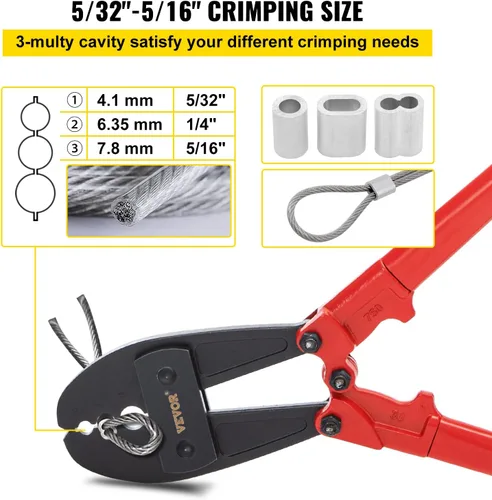 Vista 3 de Mophorn - Engarzadora de mano de 30 pulgadas, herramienta de estampación para cuerda de alambre de 5/32", 1/4", 5/16", herramienta de engarzado