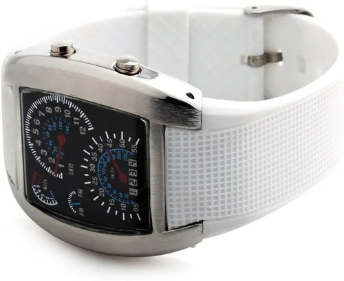 Vista 5 de FANMIS Reloj de pulsera deportivo Cobra LED de silicona con esfera triangular de hierro para hombre, Digital