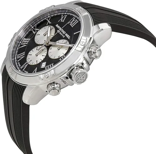 Vista 2 de RAYMOND WEIL Tango - Reloj de cuarzo de acero inoxidable con correa de goma, negro, 20 (modelo 8560-SR-00206), NegroPlateado, Reloj de cuarzo