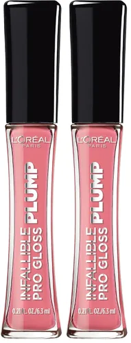 Vista 18 de L'Oréal Paris Infallible Pro Gloss Plump - Brillo labial con ácido hialurónico, brillo voluminizador de larga duración, los labios se ven Blossom