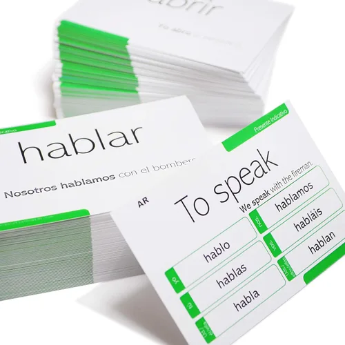 Vista 2 de 800 tarjetas de conjugación en español - 200 verbos con ejemplos completos en español e inglés y 9 tiempos diferentes