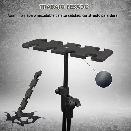 Vista 6 de Soporte para micrófonos múltiples, hasta 8 micrófonos, soporte ideal para organizar escenarios y exhibiciones, con adaptador roscado de 3/8"-16