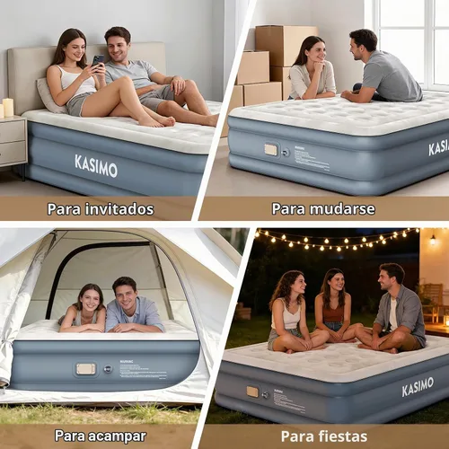 Vista 8 de KASIMO Colchón de aire Queen con bomba de batería de 2000 mAh, 16" elevado