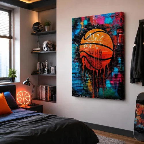 Vista 13 de ANRUOXI Arte de Pared de Graffiti, Impresión de Lienzo de Astronauta Espacial de Graffiti para Decoración de Pared, Impresiones de Arte Modernas