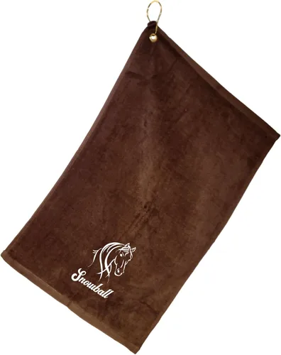 Vista 16 de SONA G DESIGNS Toalla de mano bordada de caballo de algodón con clip - se puede personalizar (Aqua)