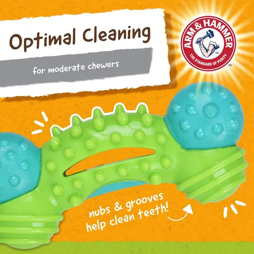 Vista 4 de Arm & Hammer for Pets Nubbies Duality Bone - Juguete dental para perros, el mejor juguete masticable para masticadores moderados, ayuda a reducir
