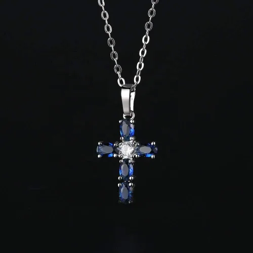 Vista 2 de Collar de cruz con gemas de Hubbering Living in Faith