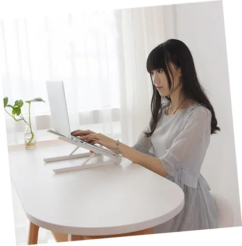 Vista 6 de Soporte plegable portátil para portátil, estante de enfriamiento ligero para computadora portátil para escritorio para oficina en casa y uso